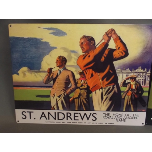 47 - Two metal advertising signs illustrated with St. Andrews Golf, 12