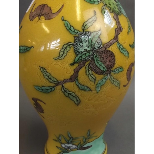 20 - A Chinese Sancai glazed porcelain vase with bat and pomegranate decoration, and underglazed dragon d... 