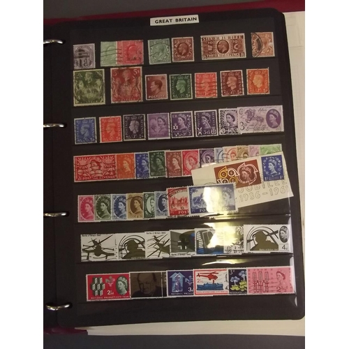 22 - An album of 'All World' postage stamps, mostly C20th, and several loose sheets of mounted stamps