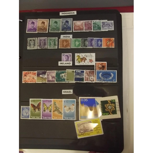 22 - An album of 'All World' postage stamps, mostly C20th, and several loose sheets of mounted stamps