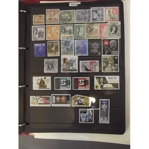 22 - An album of 'All World' postage stamps, mostly C20th, and several loose sheets of mounted stamps