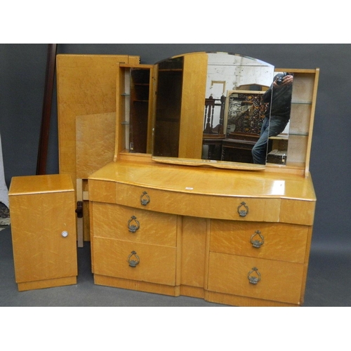 848 - A 'Wrighton' mid C20th satin birch dressing table, together with matching double bed and pot cupboar... 