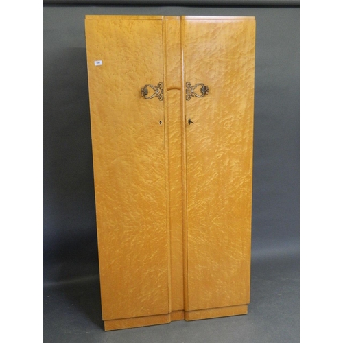 849 - A 'Wrighton' double door satin birch wardrobe with fitted interior, en suite to previous lot, 36