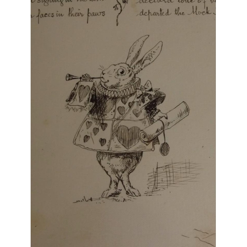 47 - A C19th pen and ink drawing after J. Tenniel, 'The Singing Turtle' from Alice in Wonderland, with a ... 