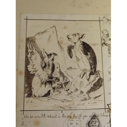 47 - A C19th pen and ink drawing after J. Tenniel, 'The Singing Turtle' from Alice in Wonderland, with a ... 