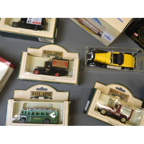 50K - A quantity of die cast model cars including 'Corgi', 'British Tram Collection', boxed, 'Days Gone By... 