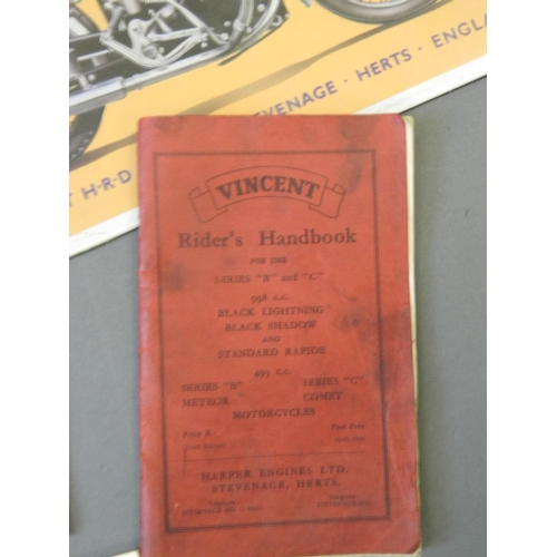 50L - A collection of ephemera relating to Vincent H.R.D. Motorcycles, including owner's club magazines, r... 