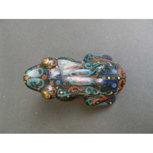 33 - A C19th Chinese cloisonné figure of a frog, 4