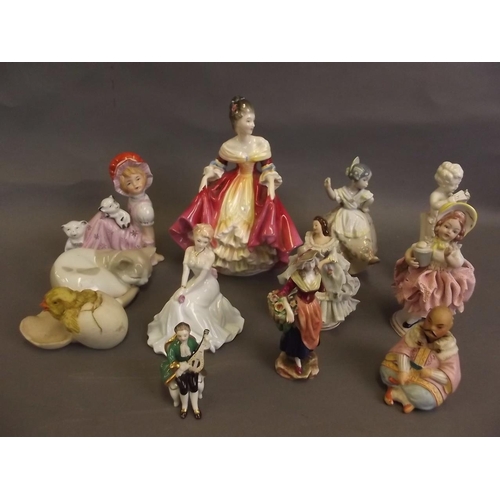 50R - A Royal Doulton figure 'Southern Belle' HN 2229, a Coalport 'Debutantes' figure 'Janice', a Lladro f... 