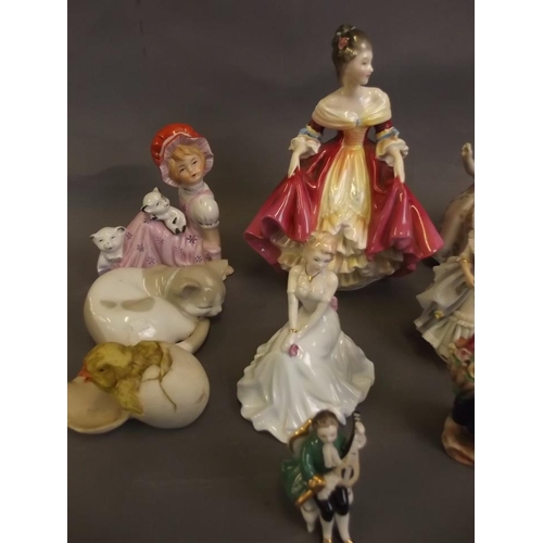 50R - A Royal Doulton figure 'Southern Belle' HN 2229, a Coalport 'Debutantes' figure 'Janice', a Lladro f... 