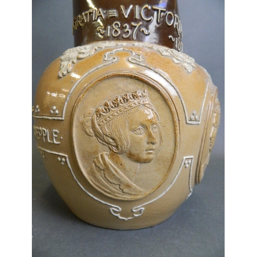 6 - A Doulton Lambeth Queen Victoria Diamond Jubilee jug, 7½