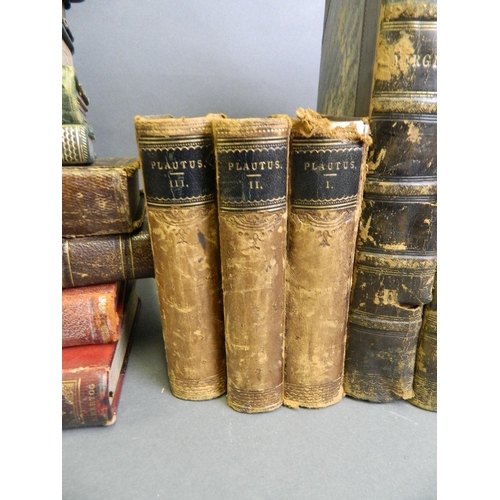 124 - A collection of C19th Italian, French and British leather bound volumes with marbled pages, 'La Divi... 