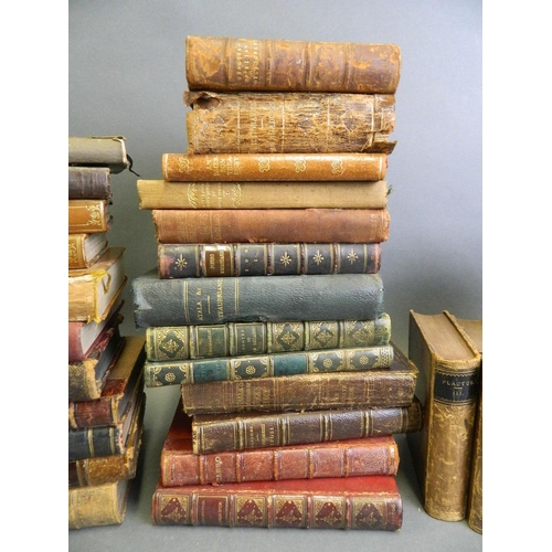 124 - A collection of C19th Italian, French and British leather bound volumes with marbled pages, 'La Divi... 