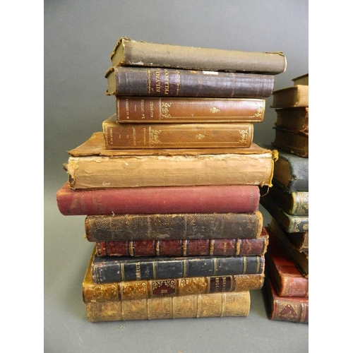 124 - A collection of C19th Italian, French and British leather bound volumes with marbled pages, 'La Divi... 