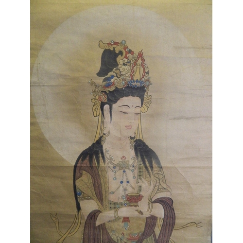 132 - A Chinese hand finished print of Quan Yin, 19½