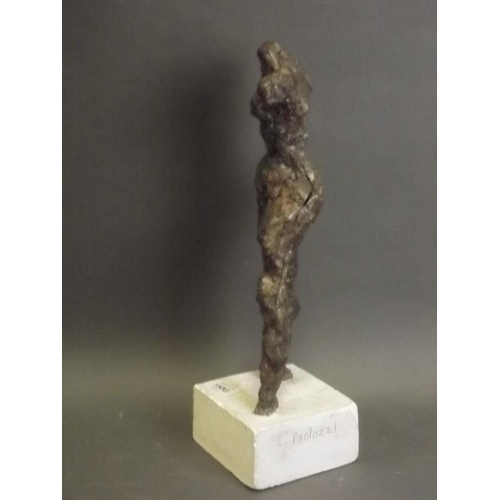 150G - A composition cast of an abstract Marquette for human figure, after E. Paolozzi, mounted on a plaste... 