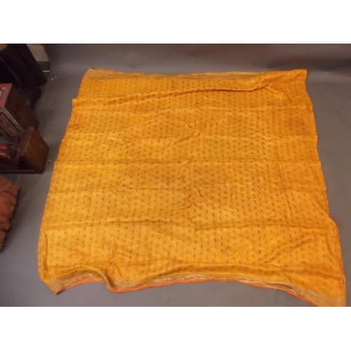 150L - An Iranian saffron yellow silk table cloth, 68