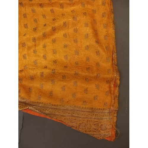 150L - An Iranian saffron yellow silk table cloth, 68