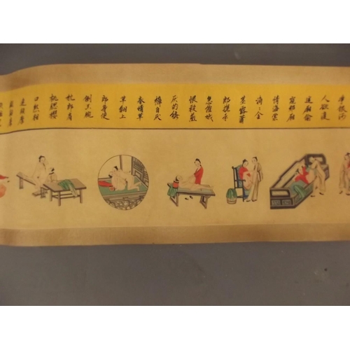 267 - A Chinese printed scroll depicting erotic scenes, 8