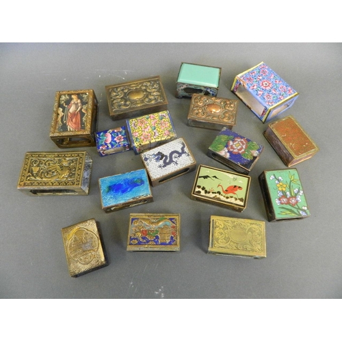 289 - A collection of enamelled and brass matchbox covers, various sizes (17)