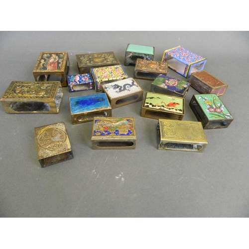 289 - A collection of enamelled and brass matchbox covers, various sizes (17)