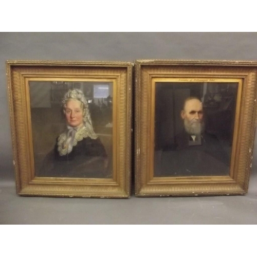 625M - A pair of C19th oils on canvas, portraits of Martha & Robert Williamson, founders of Williamson Hote... 