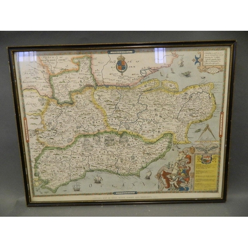 625V - A Saxton map of Kent, Sussex, Surrey, and Middlesex, 22½