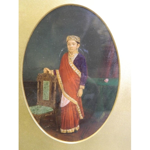 625Y - A C19th over painted portrait photograph, in a good gilt frame mounted in a picture box, bears dedic... 