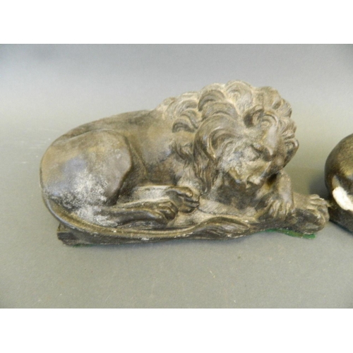 89 - Two composition figures of sleeping lions, 9