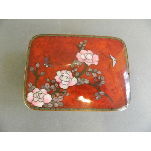 105 - An Oriental cloisonné trinket box decorated with butterflies amongst flowers, 3