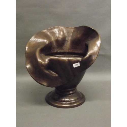 136 - A bronze jardinière in the form of a lily, unsigned, 20