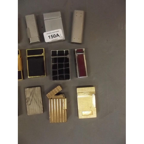 150A - A collection of twelve Cartier and Dupont style cigarette lighters