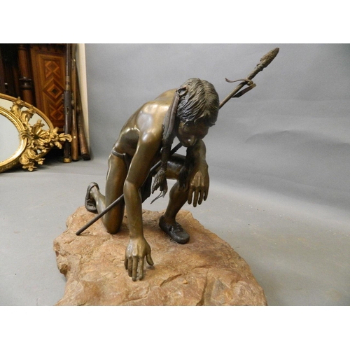 150N - Y. Dodson, 'No tracks to follow', bronze figure of a Native American tracker 15/25, dated 1984, moun... 