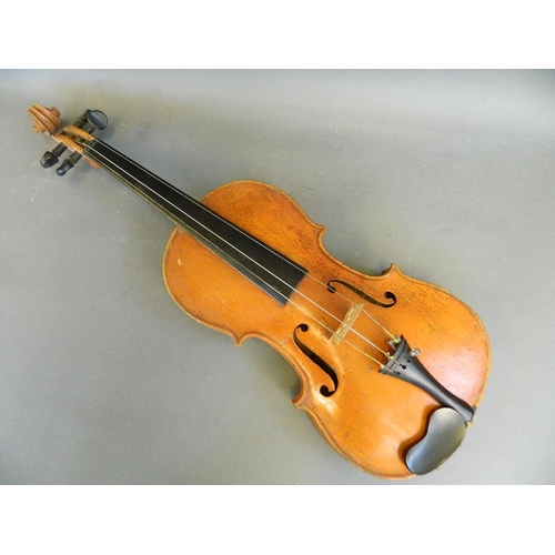 161 - A violin labelled 'Giovanni Pistucci, Napoli, 1873', in a fitted box with two bows, 24