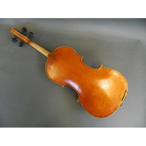 161 - A violin labelled 'Giovanni Pistucci, Napoli, 1873', in a fitted box with two bows, 24