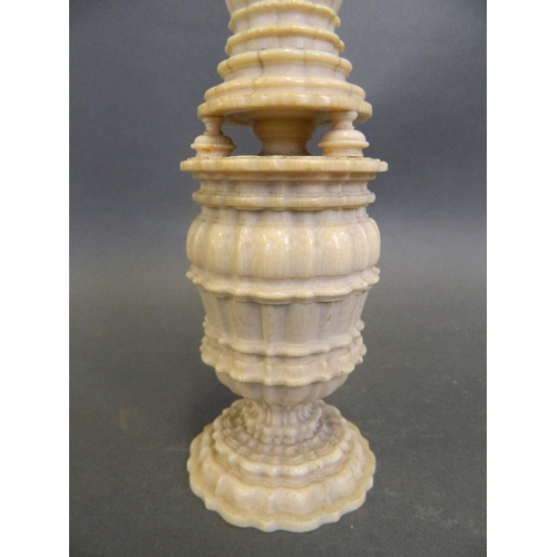 200 - A late C17th/early C18th German turned and carved ivory tower, 11½