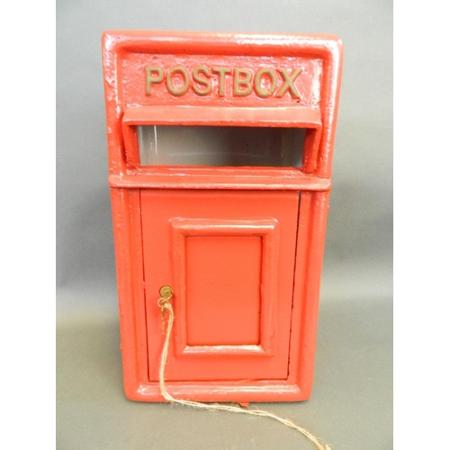 22 - A cast metal post box with keys, 17½