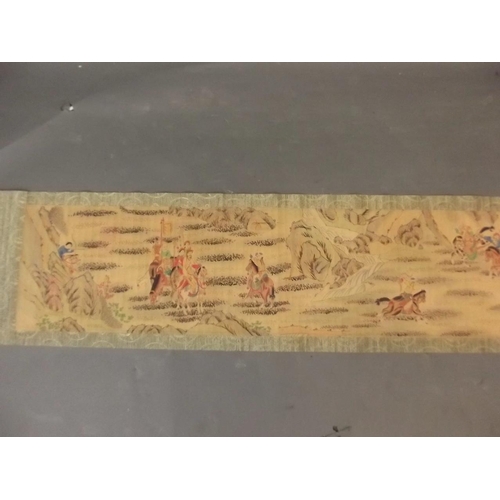 23 - A Chinese scroll depicting a landscape with hunting party, 95