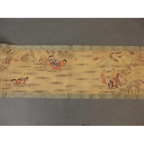 23 - A Chinese scroll depicting a landscape with hunting party, 95