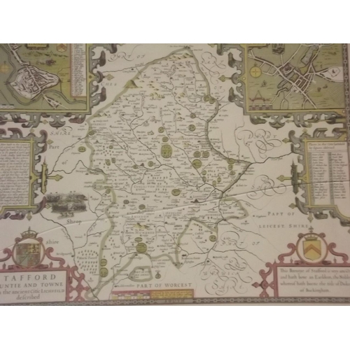 250Y - A British Museum map of Staffordshire, after Saxton 1577, published 1960, another after Speed, and o... 