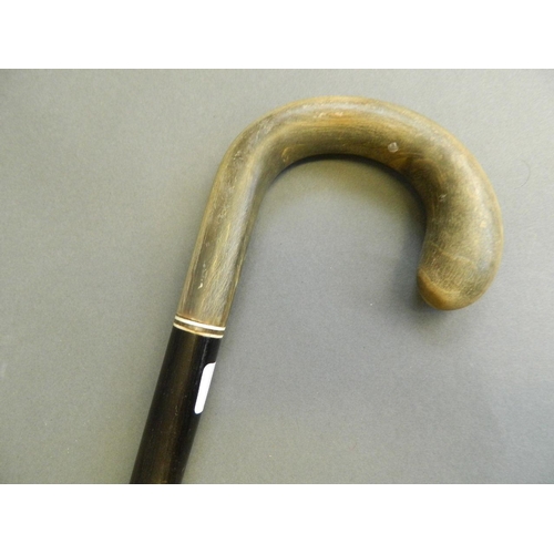 310 - A horn handled ebonised walking stick, 33