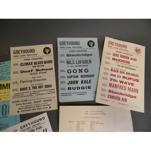 425A - A small collection of flyers from the Marque, c1975, together with a collection of flyers and ticket... 