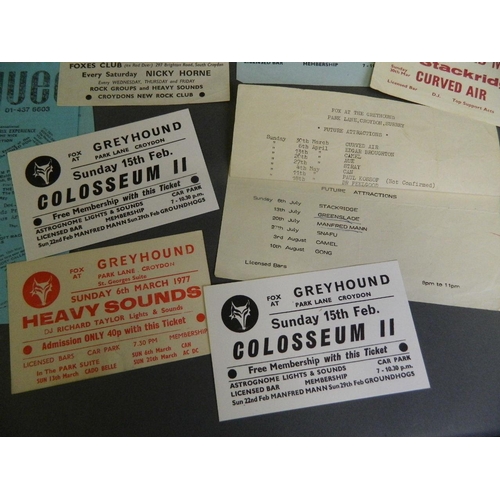 425A - A small collection of flyers from the Marque, c1975, together with a collection of flyers and ticket... 