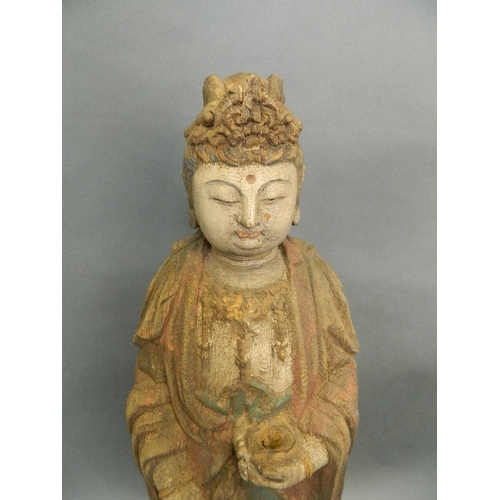 427 - A large Chinese carved and painted wood figure of a deity, 22