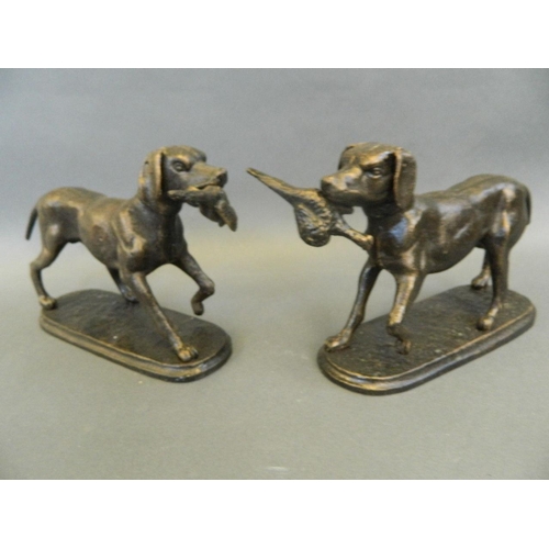 47 - A pair of cast metal doorstops of gundogs with caught pheasant, 6