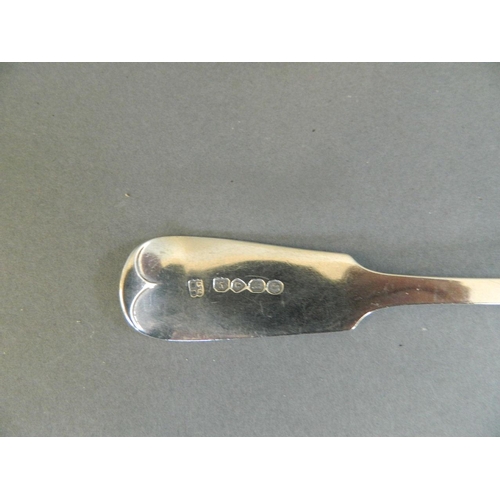 504 - A set of three Victorian Hallmarked silver serving spoons, 1859/60, together with a Hallmarked silve... 