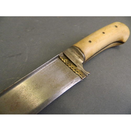 50V - An Afghan bone handled Pesh-kabz dagger, blade 13