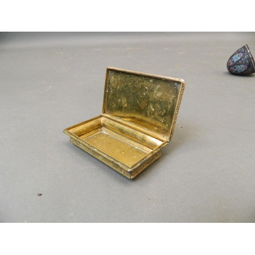 586 - A C19th French silver plated and gilt card case with enamelled decoration set with glass stones, 3½