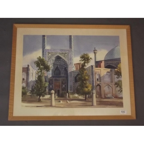 625C - Yorvand, watercolour of a Mosque, Isfahan, signed and dated 1965, 18