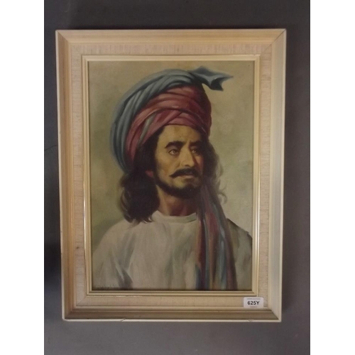 625Y - An oil on millboard, portrait of an Ottoman, signed 'H. Odjaghian', mid C20th, 12